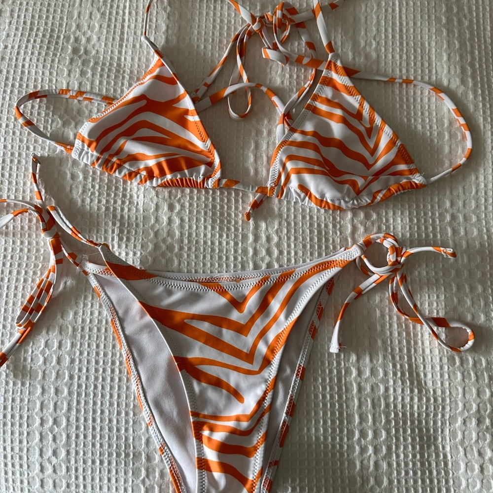 Shein Zebra Orange Print Bikini